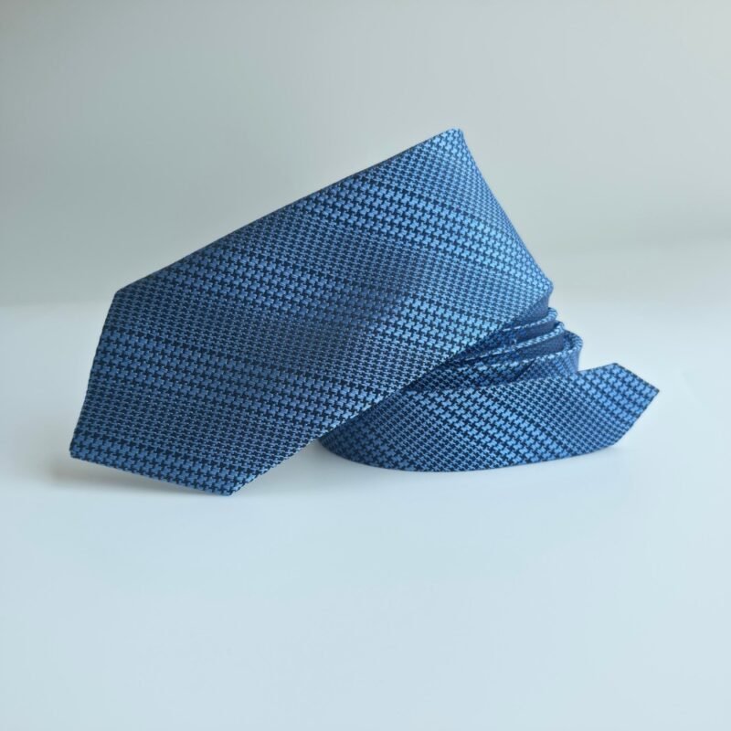 Gravata Semi-Slim Azul Texturizada Clássica - 7,5 Cm 1,53 Cm