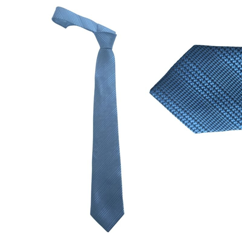 Gravata Semi-Slim Azul Texturizada Clássica - 7,5 Cm 1,53 Cm
