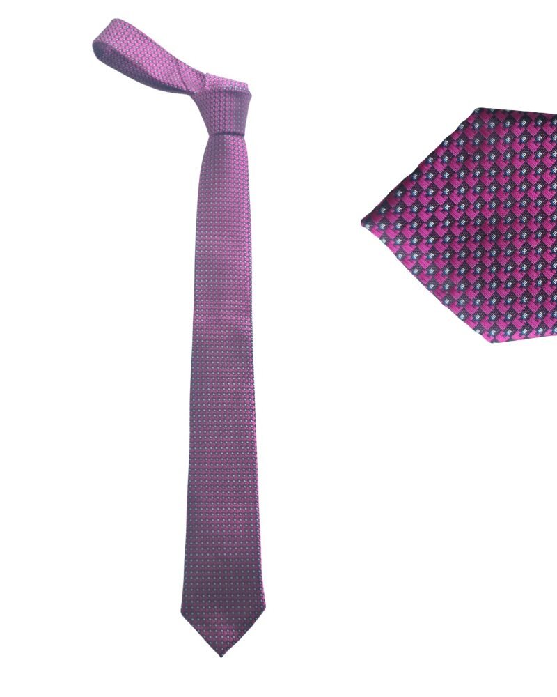Gravata Slim Fit Pink Geométrica Texturizada 6 Cm 1,49 Cm