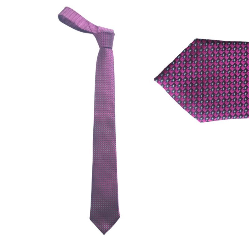 Gravata Slim Fit Pink Geométrica Texturizada 6 Cm 1,49 Cm