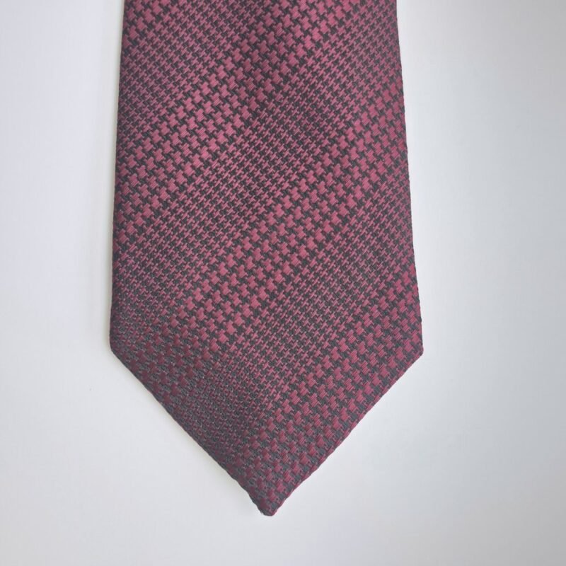 Gravata Semi-Slim Bordô com Textura Geométrica - 7,5 Cm 1,49 Cm