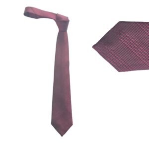 Gravata Semi-Slim Bordô com Textura Geométrica - 7,5 Cm 1,49 Cm