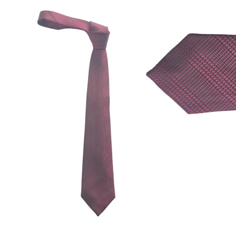 Gravata Semi-Slim Bordô com Textura Geométrica - 7,5 Cm 1,49 Cm