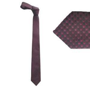 Gravata Slim Fit Bordô com Padronagem Geométrica 6 Cm 1,50 Cm