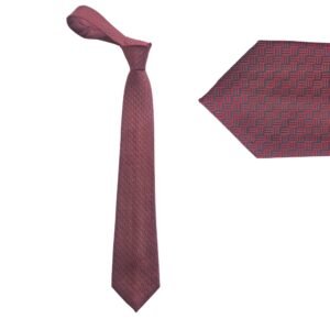 Gravata Semi-Slim Vermelha com Detalhes Pretos 7,5 Cm 1,50 Cm