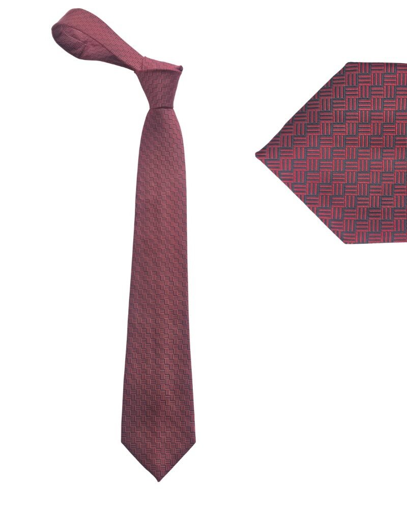 Gravata Semi-Slim Vermelha com Detalhes Pretos 7,5 Cm 1,50 Cm