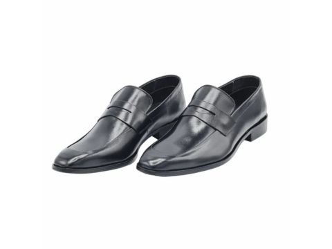 Sapato social loafer masculino preto sem cadarço da MS Stilos em fundo branco