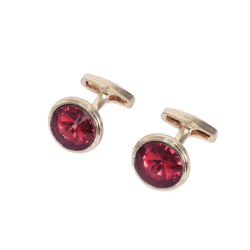 Abotoadura luxo dourada com cristal vermelho