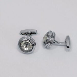 Abotoadura luxo prata com cristal cinza