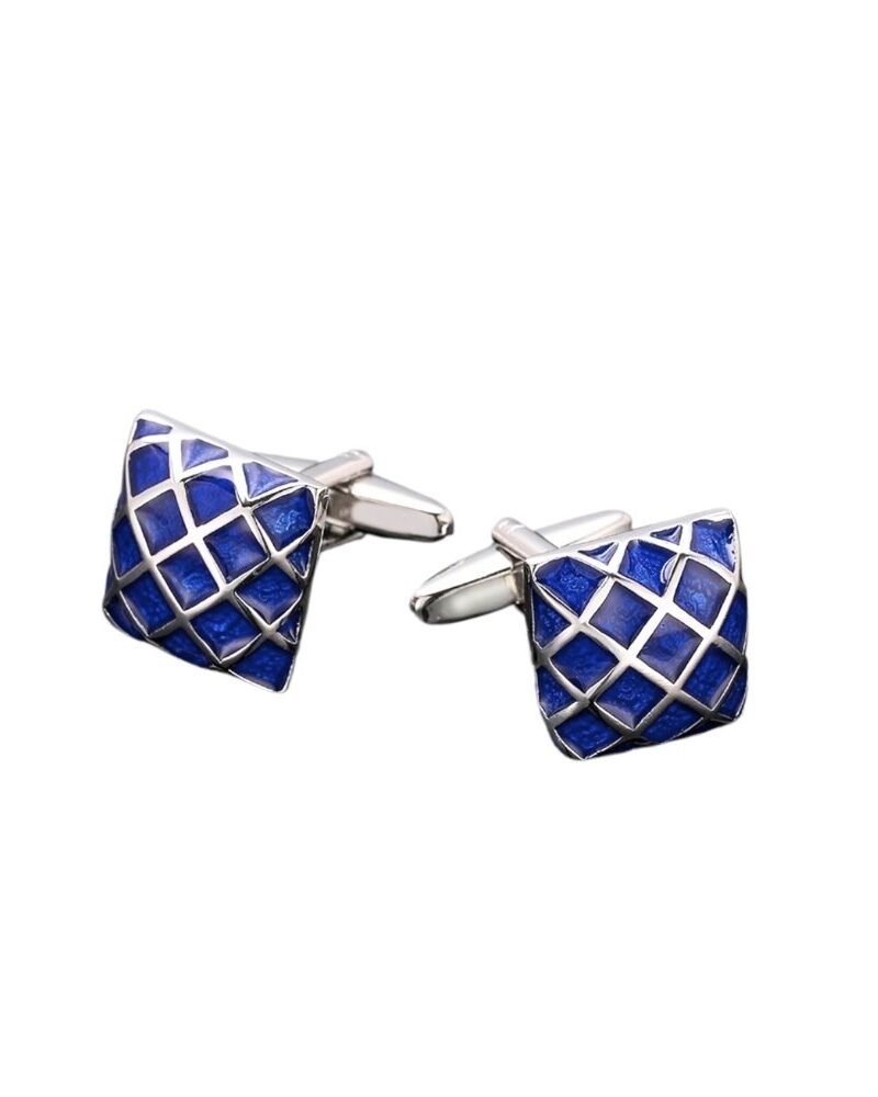 Abotoadura para camisa Prata Com Azul