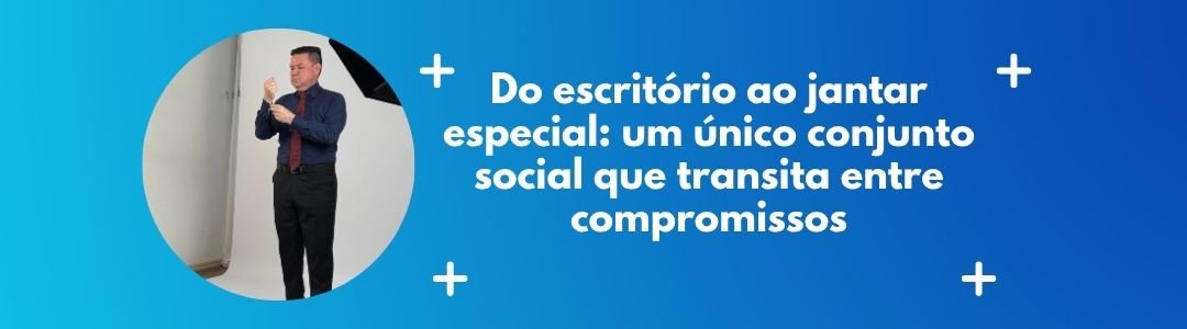 Banner da MS Stilos com homem de look social e frase do escritório ao jantar especial.