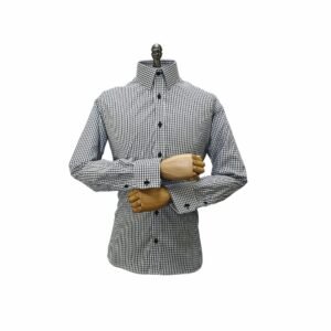 Camisa 100% Algodão Xadrez Azul Marinho — frontal manequim | MS Stilos