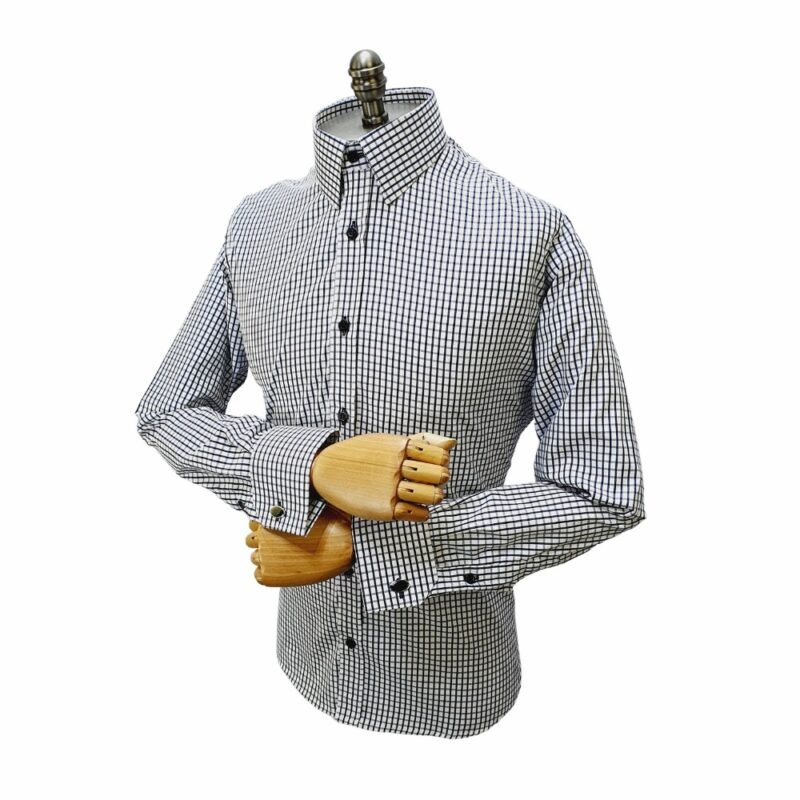 Camisa 100% Algodão Xadrez Azul Marinho — lateral direita | MS Stilos