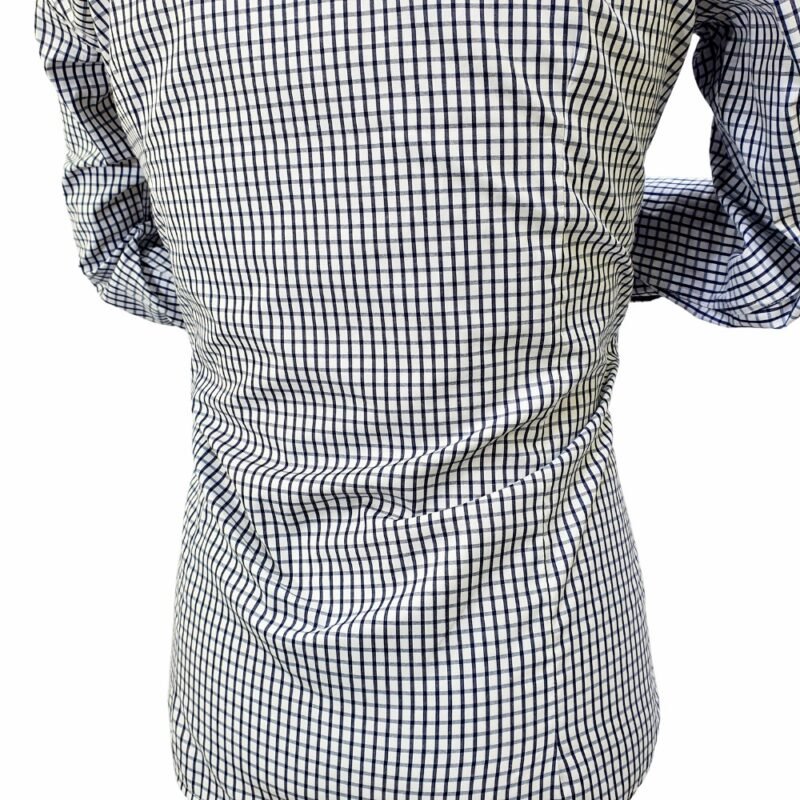 Camisa 100% Algodão Xadrez Azul Marinho — vista costas | MS Stilos