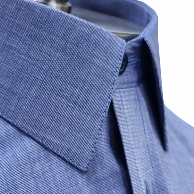 Camisa Azul Francesa 100% Algodão — detalhe gola francesa | MS Stilos
