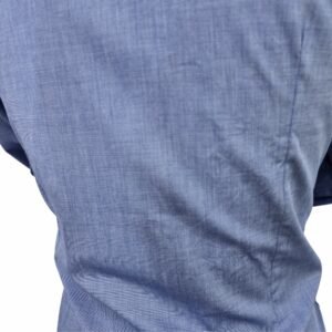 Camisa Azul Francesa 100% Algodão — detalhe tecido costas | MS Stilos