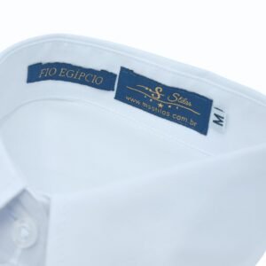 gola da Camisa Branca lisa Punho duplo para Abotoaduras