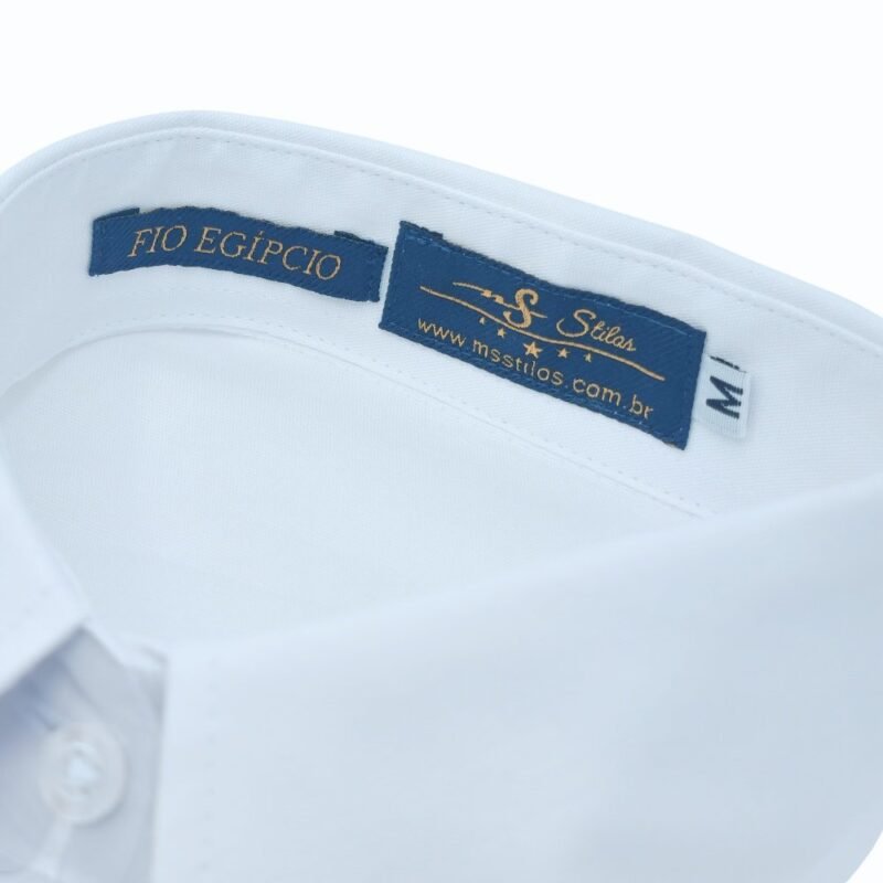 gola da Camisa Branca lisa Punho duplo para Abotoaduras