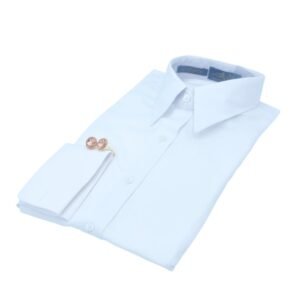 Camisa Branca lisa Punho duplo para Abotoaduras Feminina