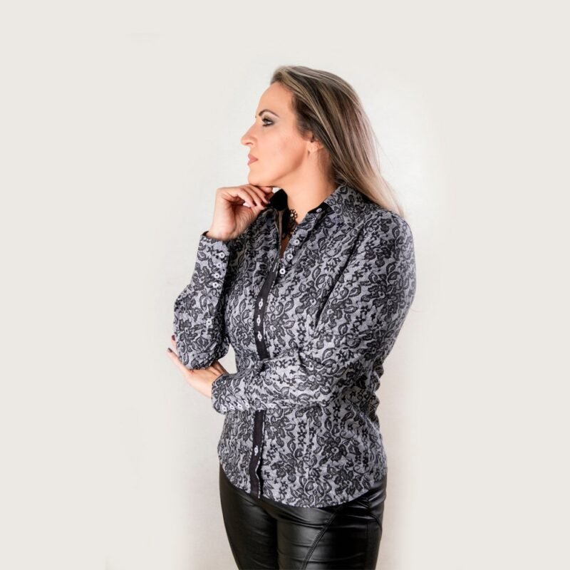 Camisa feminino floral preto - Uso na camisa social