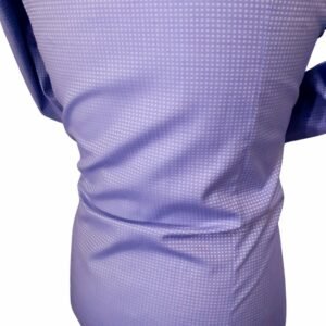 Camisa Fio Egípcio Azul 120 Fios Poá — detalhe costas textura poa | MS Stilos