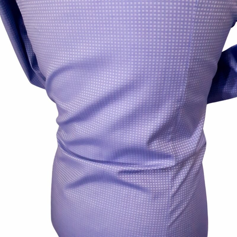 Camisa Fio Egípcio Azul 120 Fios Poá — detalhe costas textura poa | MS Stilos