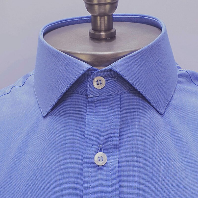 Camisa Gola Italiana Azul Lisa — detalhe gola italiana botoes | MS Stilos