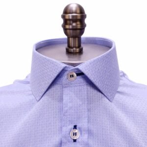 Camisa Gola Italiana Azul Poá — detalhe gola italiana poa | MS Stilos