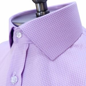 Camisa Gola Italiana Lilás Algodão — detalhe gola italiana lateral | MS Stilos