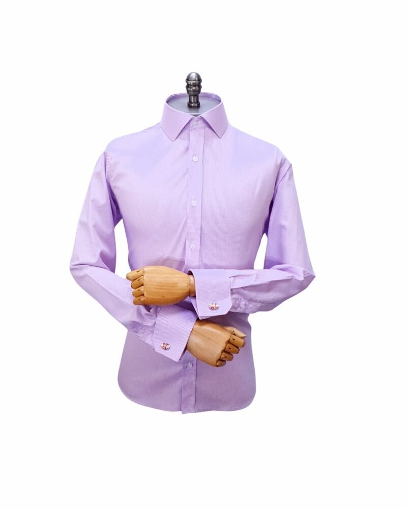 Camisa Gola Italiana Lilás Algodão — frontal completa manequim | MS Stilos