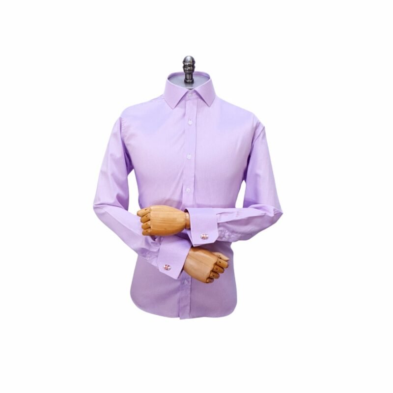 Camisa Gola Italiana Lilás Algodão — frontal completa manequim | MS Stilos