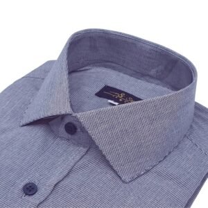 Camisa Italiana Azul Marinho Micro Estampa — detalhe gola italiana micro estampa | MS Stilos