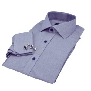 Camisa Italiana Azul Marinho Micro Estampa — dobrada perspectiva diagonal | MS Stilos
