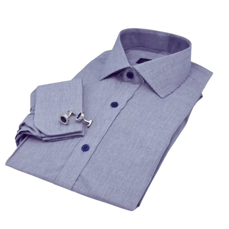 Camisa Italiana Azul Marinho Micro Estampa — dobrada perspectiva diagonal | MS Stilos