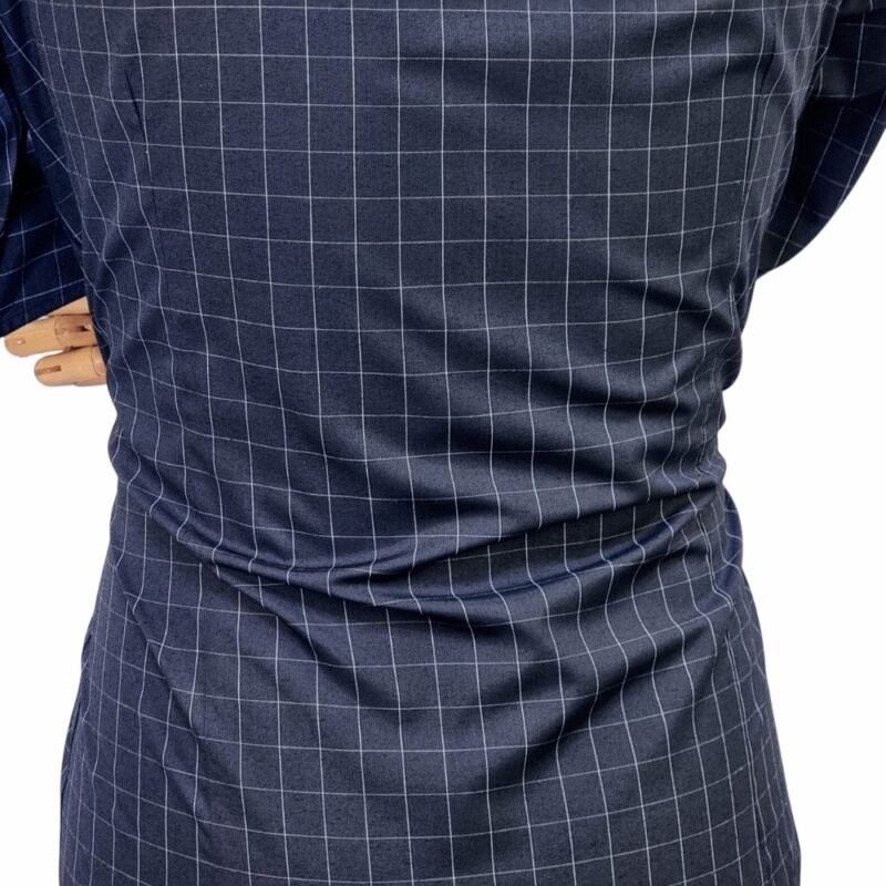 Camisa Italiana Punho Duplo Preta Xadrez — costas manequim xadrez | MS Stilos