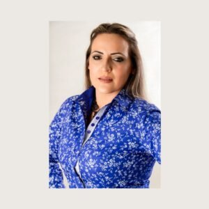 Camisa manga longa feminina azul escuro - Detalhes do acabamento