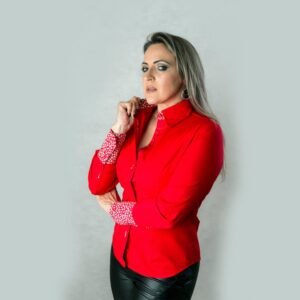 Camisa manga longa feminina vermelha - Uso na camisa social