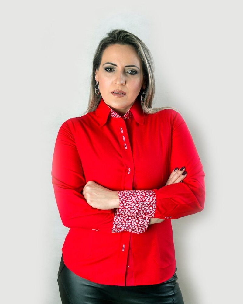 Camisa manga longa feminina vermelha