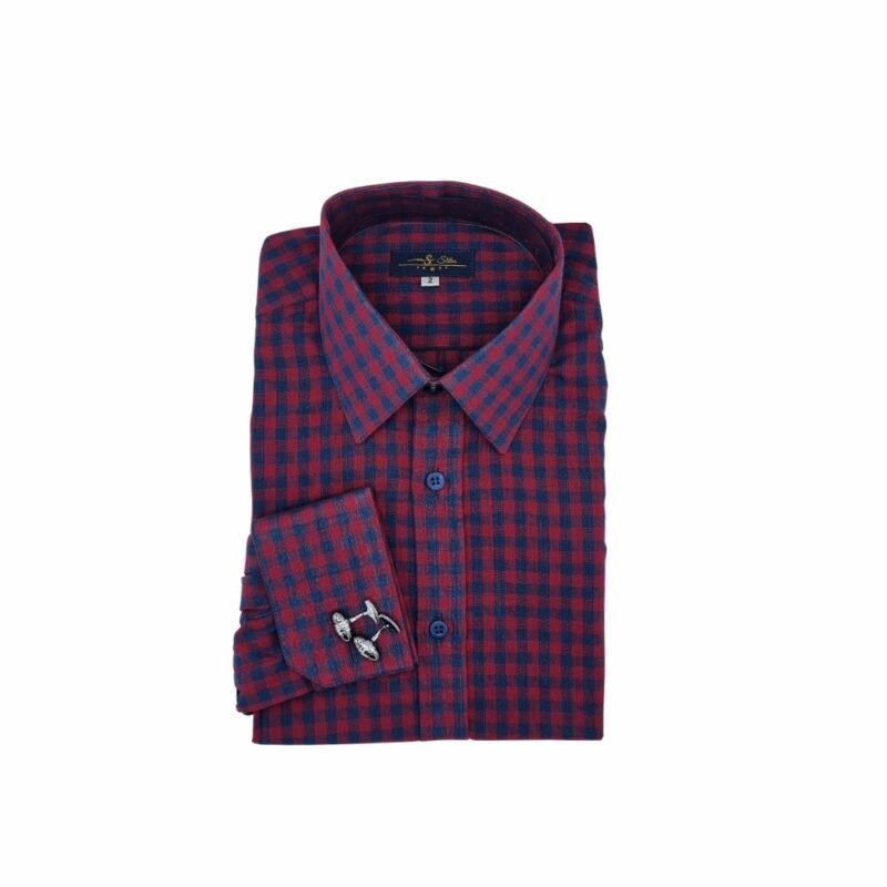 Camisa Xadrez Azul e Vinho — dobrada completa xadrez vinho azul | MS Stilos