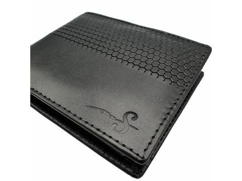 Carteira preta masculina 100 por cento couro da MS Stilos com acabamento sofisticado