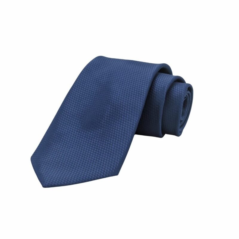Gravata azul escuro texturizada tradicional 9 cm enrolada vista principal