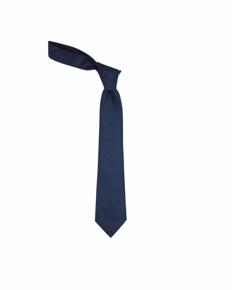 Gravata azul marinho lisa tradicional com no vertical