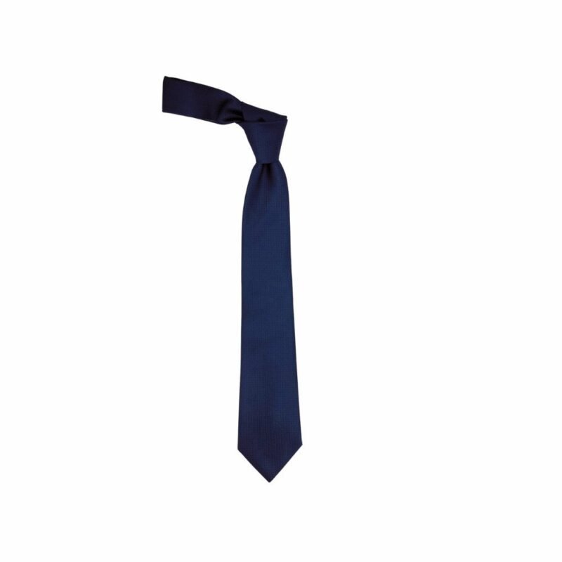 Gravata azul marinho trama sutil tradicional com no pendurada