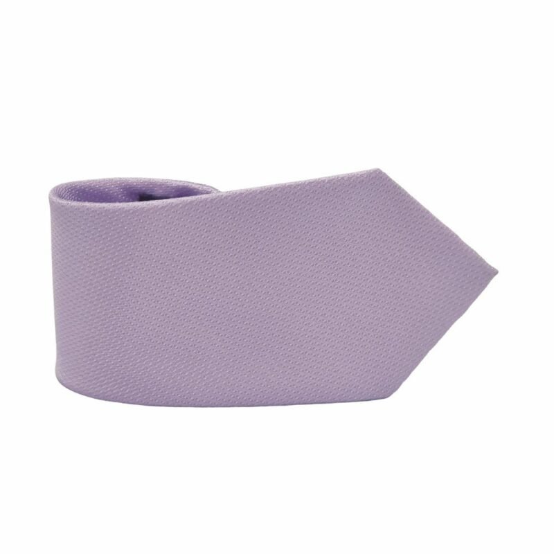 Gravata lilas claro larga com no caimento lateral