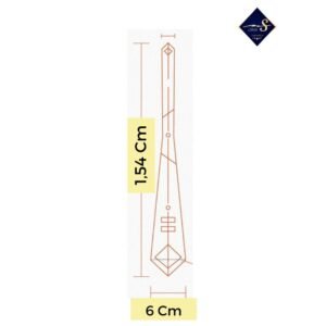 Diagrama tecnico com medidas da gravata roxa lisa slim com 6 cm de largura e 1,54 m de comprimento