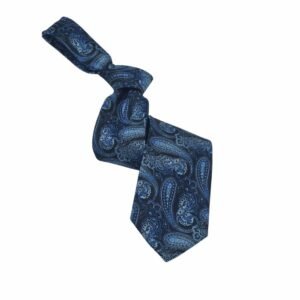 Gravata Tradicional Azul Cashmere Com No Caimento Diagonal