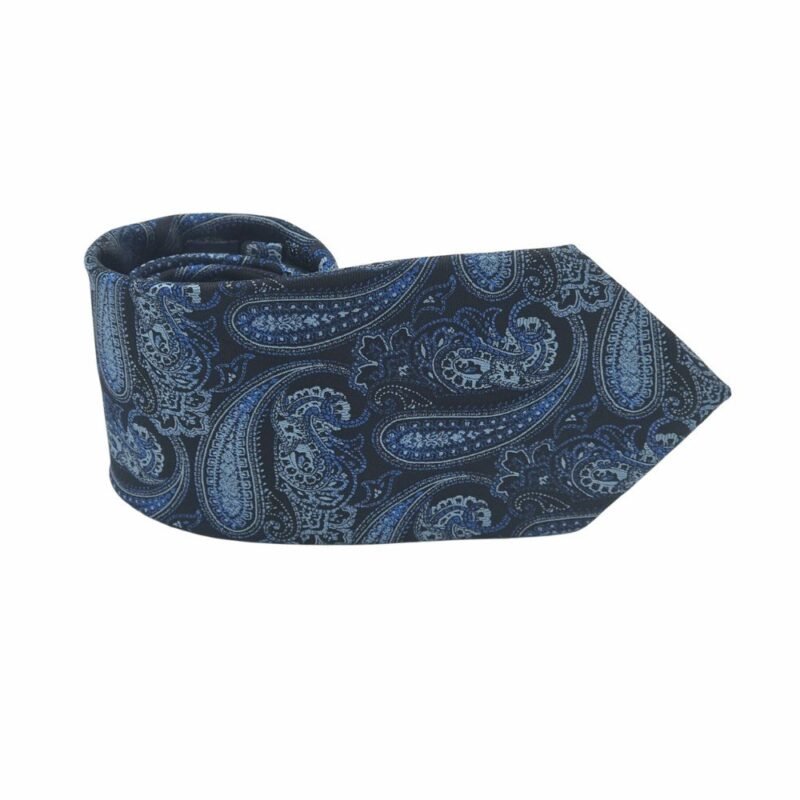 Gravata Tradicional Azul Cashmere Dobrada Detalhe Ponta