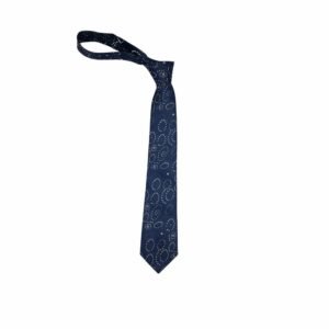 Gravata Tradicional Azul Estampada Com No Pendurada