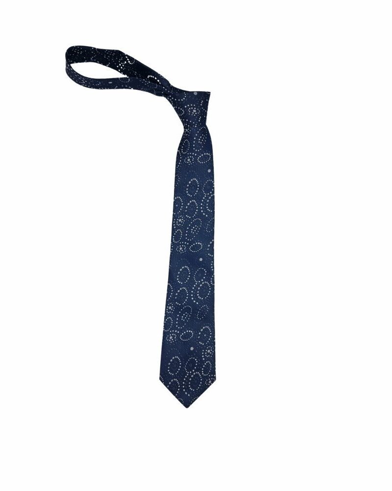 Gravata Tradicional Azul Estampada Com No Pendurada