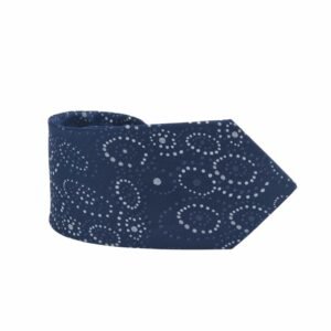 Gravata Tradicional Azul Estampada Dobrada Detalhe Ponta